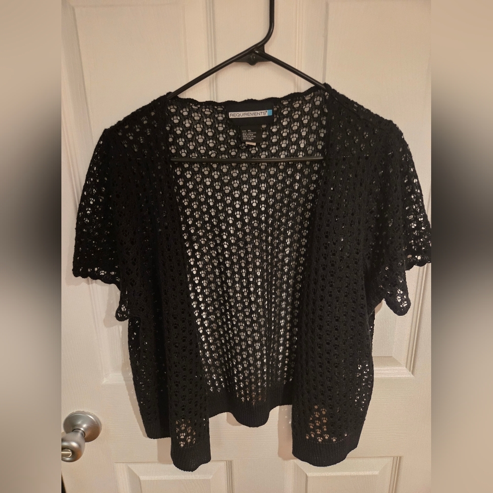 Black Open-Knit Cardigan